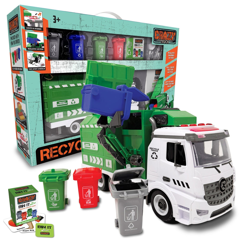 Crazy Truck City Recycler - 1:16 Scale Interactive Toy Recycling Truck