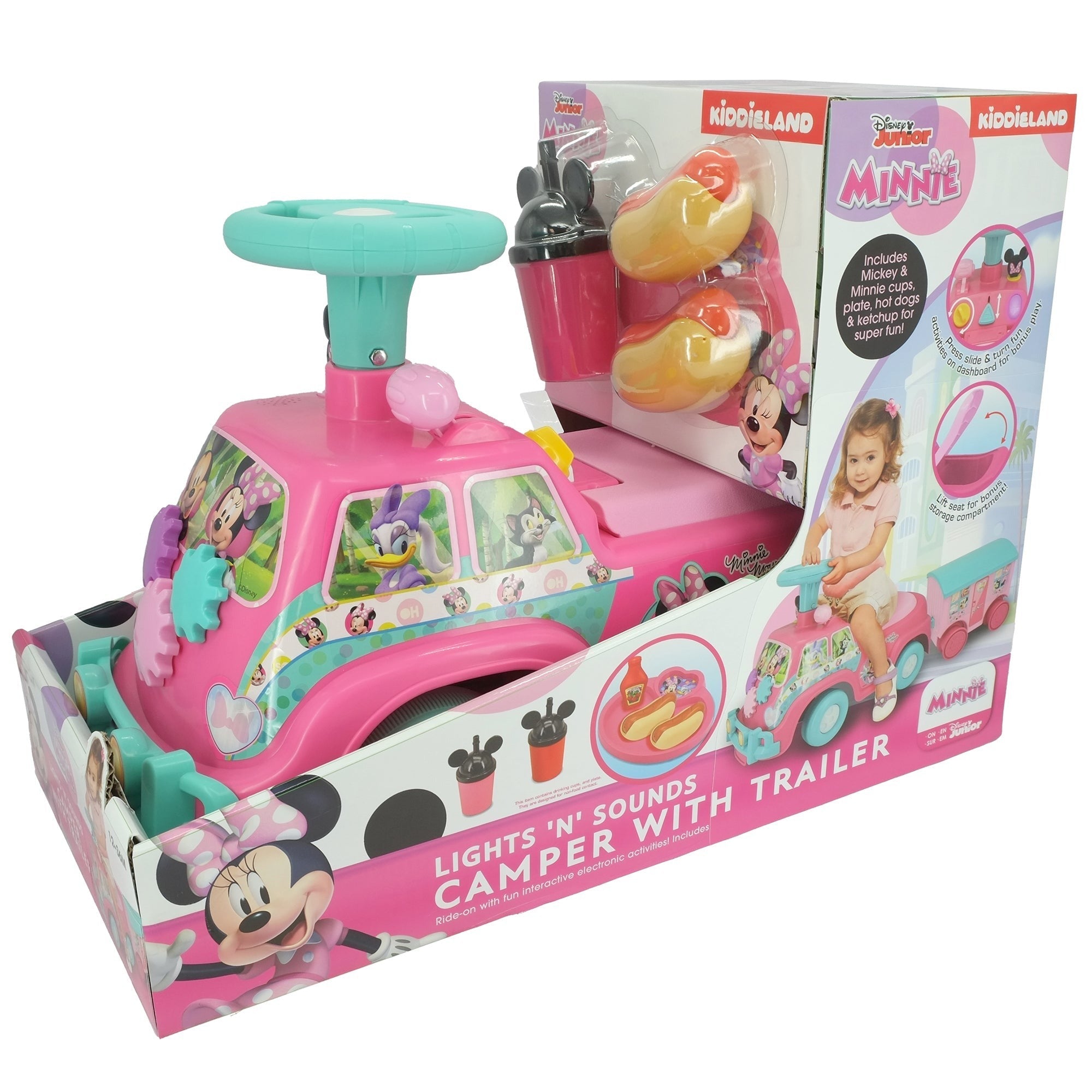 Disney Minnie Mouse Lights N' Sounds Camper - Kiddieland Foot-To-Floor Ride-On