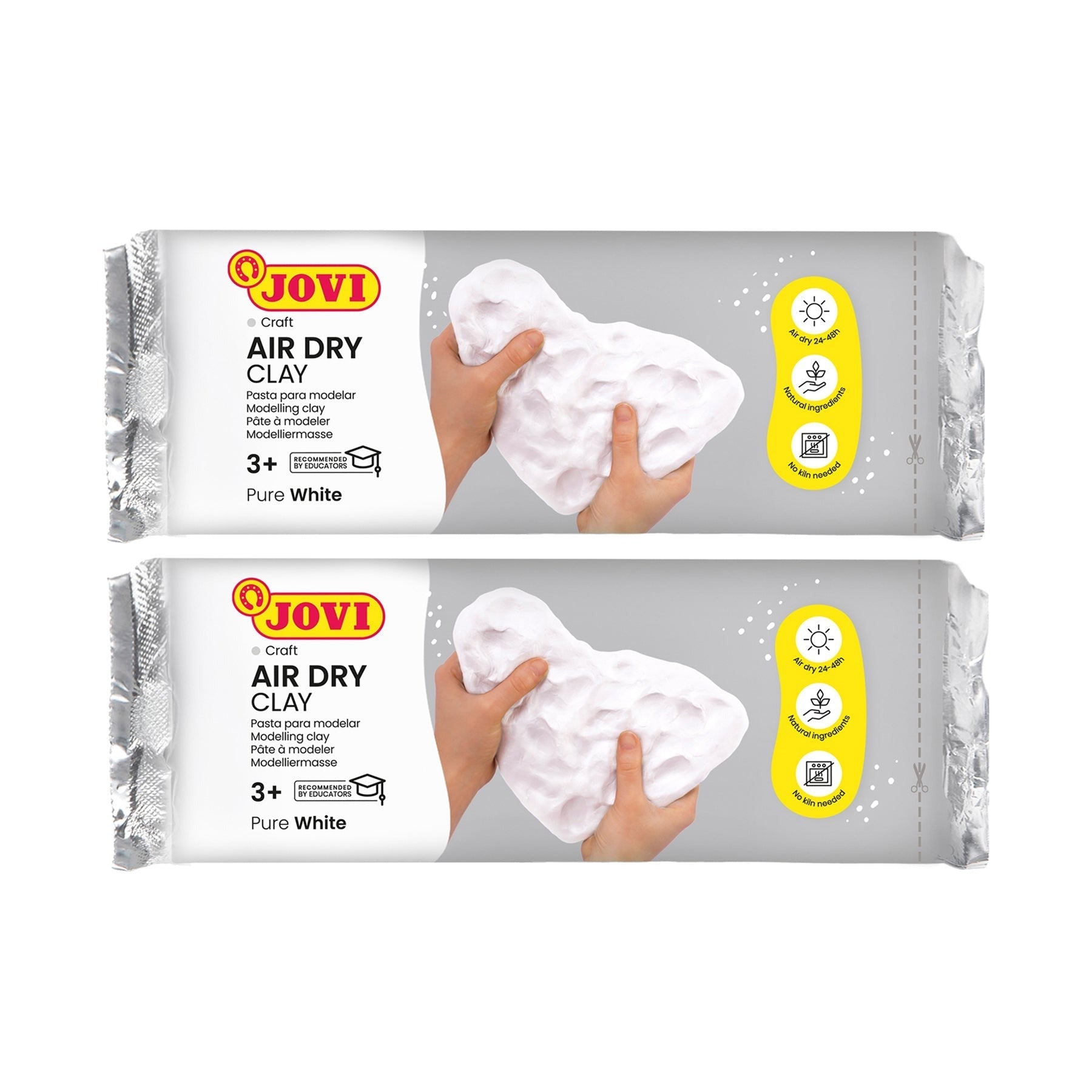 JOVI No-Bake Craft Air Dry Clay, White, 2.2lb Bar, 2-Pack