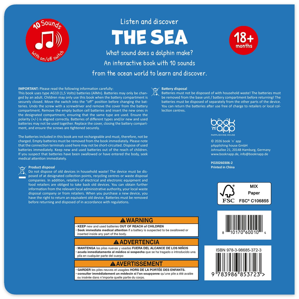 Book 'n' App Listen & Discover Soft Touch Sound Book - The Sea, 10 Ocean Animal Sounds