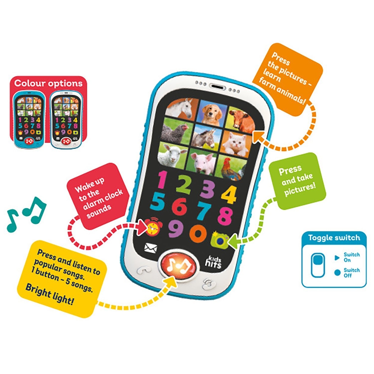 Kids Hits Smart Phone Hello Farm Interactive Educational Toy With Lights And Sounds