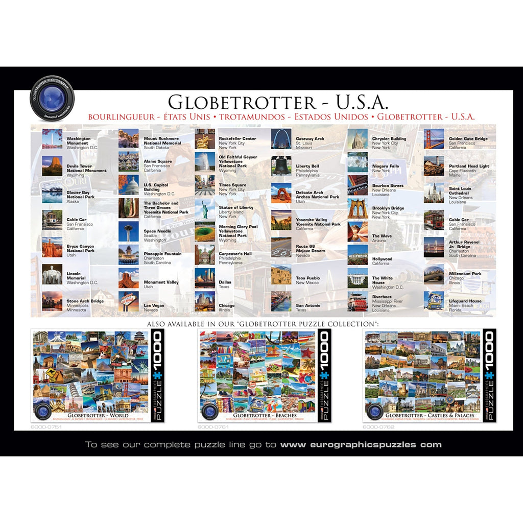 Eurographics Globetrotter USA 1000-Piece Puzzle Travel Collage