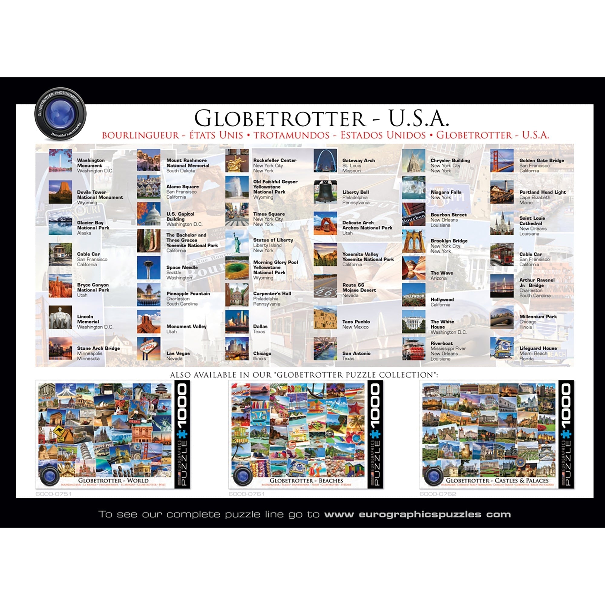 Eurographics Globetrotter USA 1000-Piece Puzzle Travel Collage
