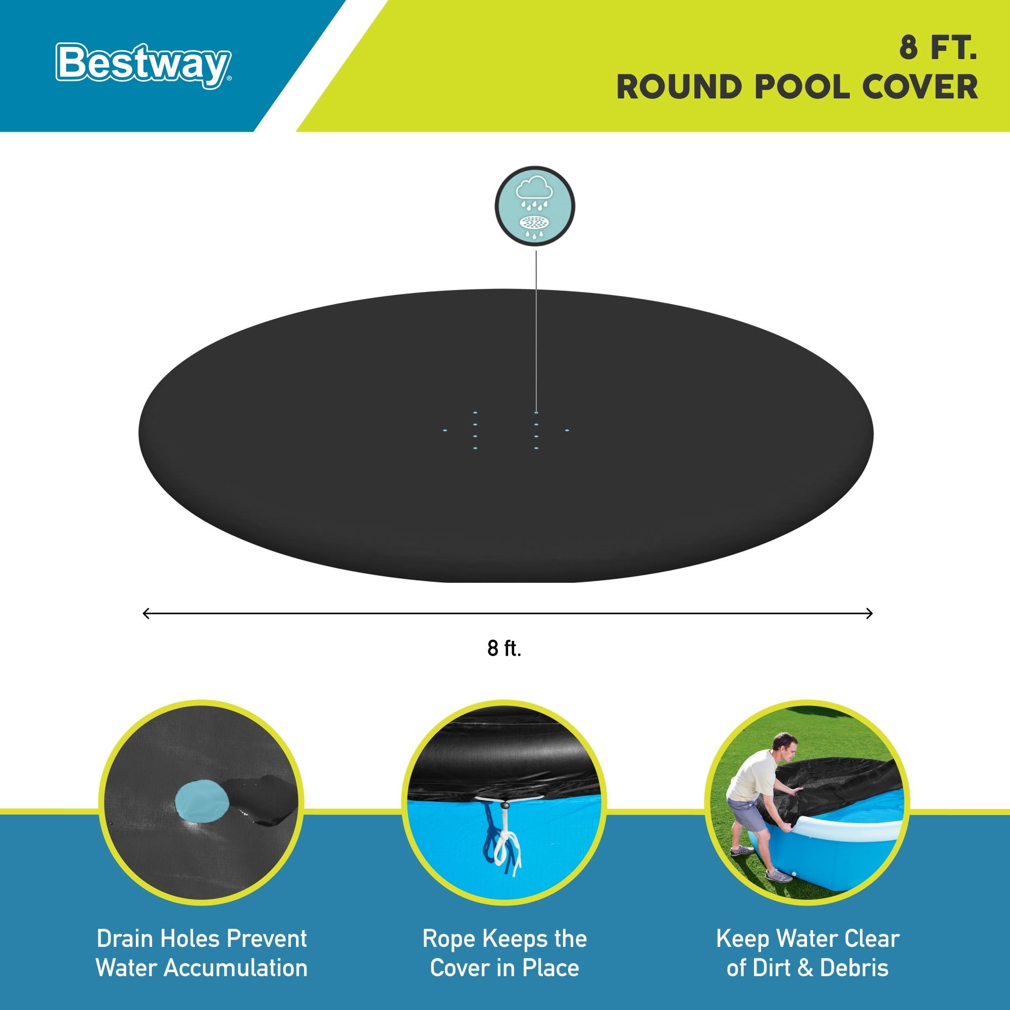 Bestway Flowclear 8-Foot Round Pool Cover With Drain Holes