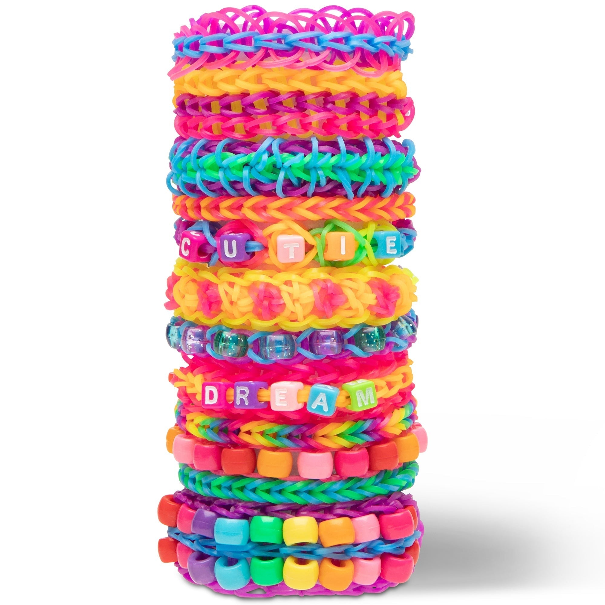 Rainbow Loom Bead Station Bracelet Making Kit With 1200 Bands And 200 Beads