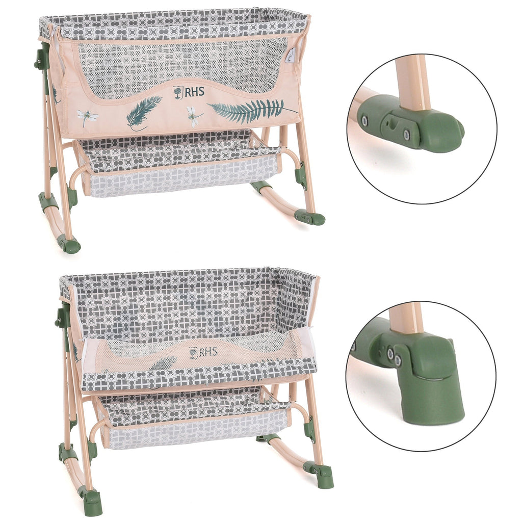 Roma RHS Bedside Crib With Adjustable Height And Rocking Mode For Dolls