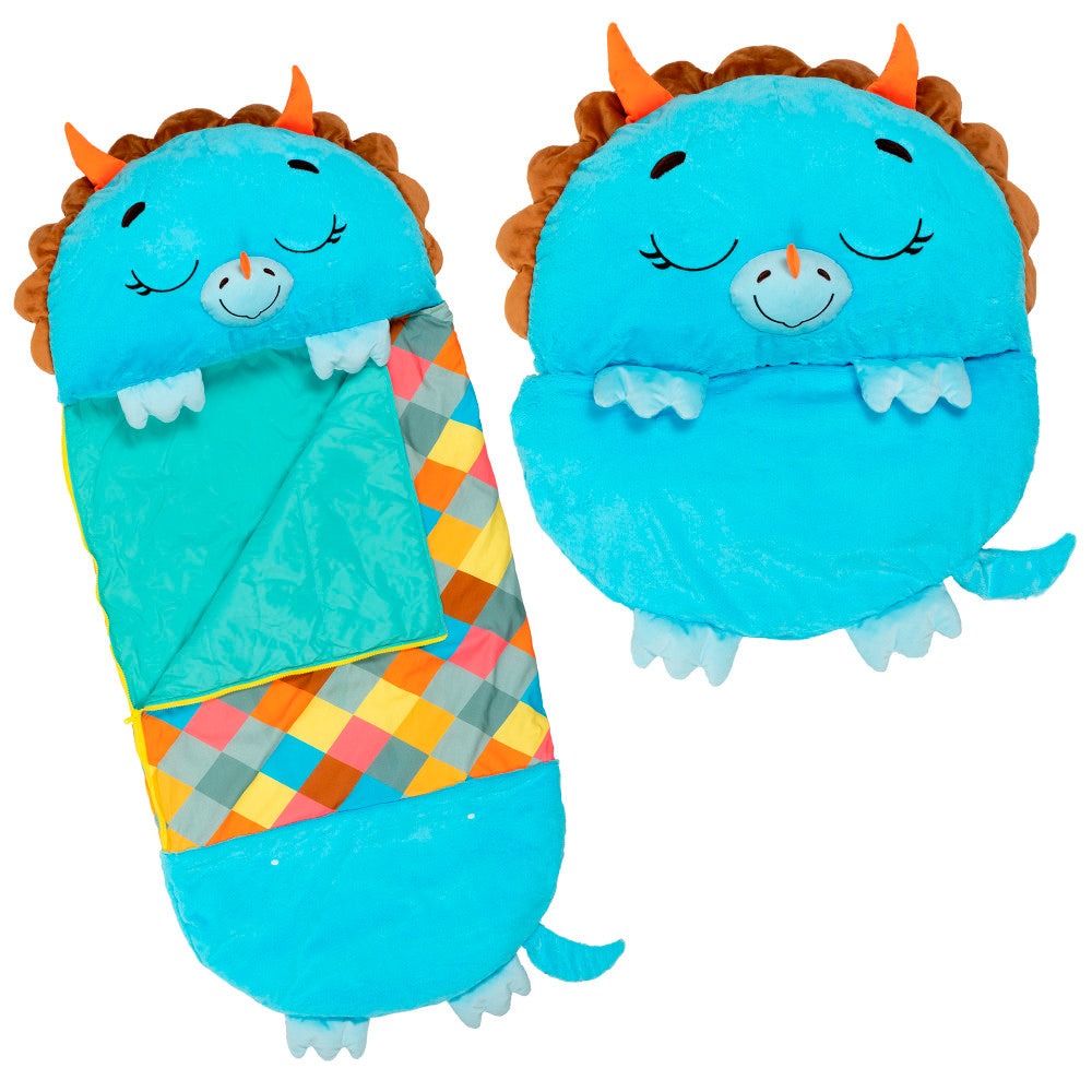 Happy Nappers Blue Triceratops Pillow & Sleepy Sack - 66 inch Large