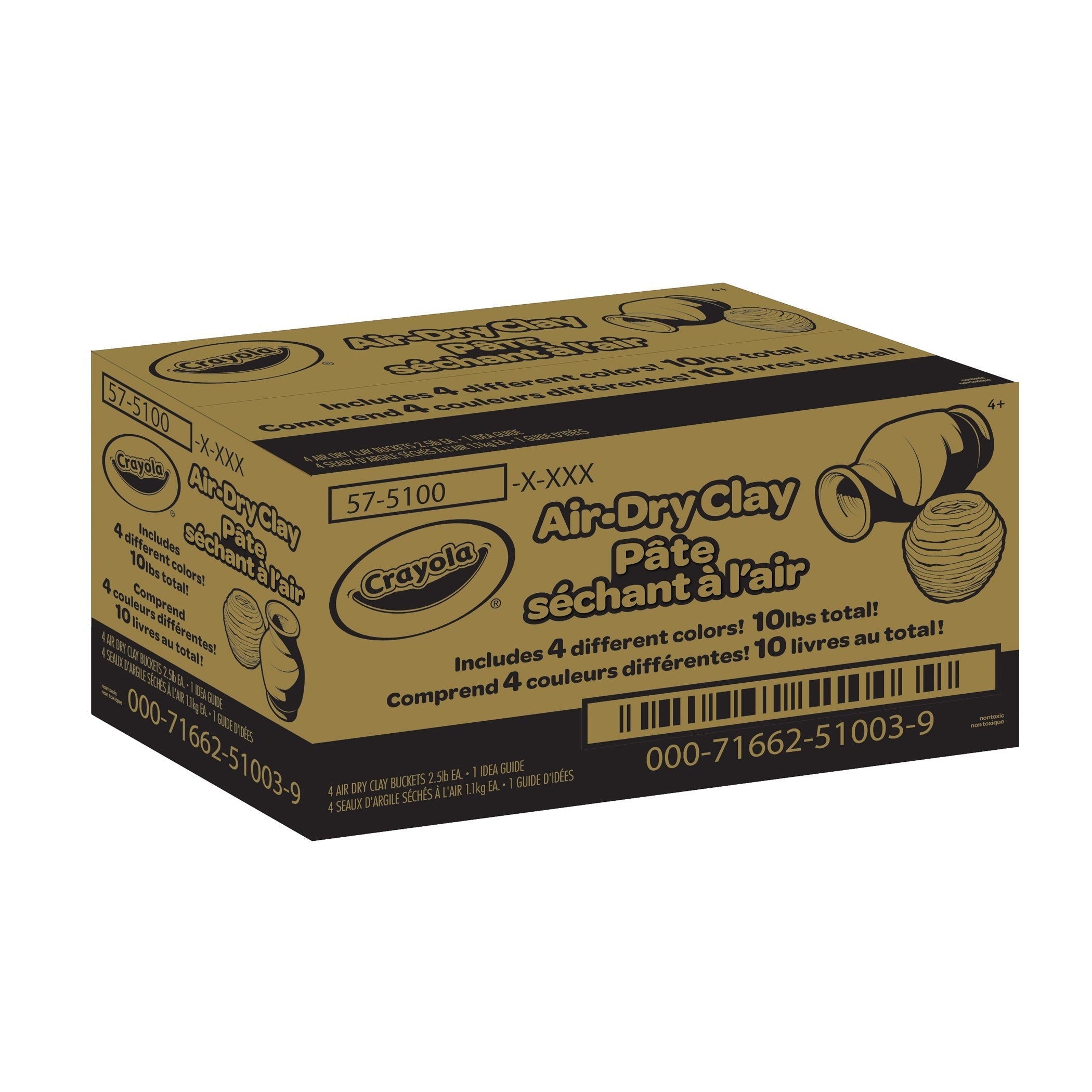 Crayola Air-Dry Clay Rainbow Sculpting Kit - 4 Colors, 2.5lb Each
