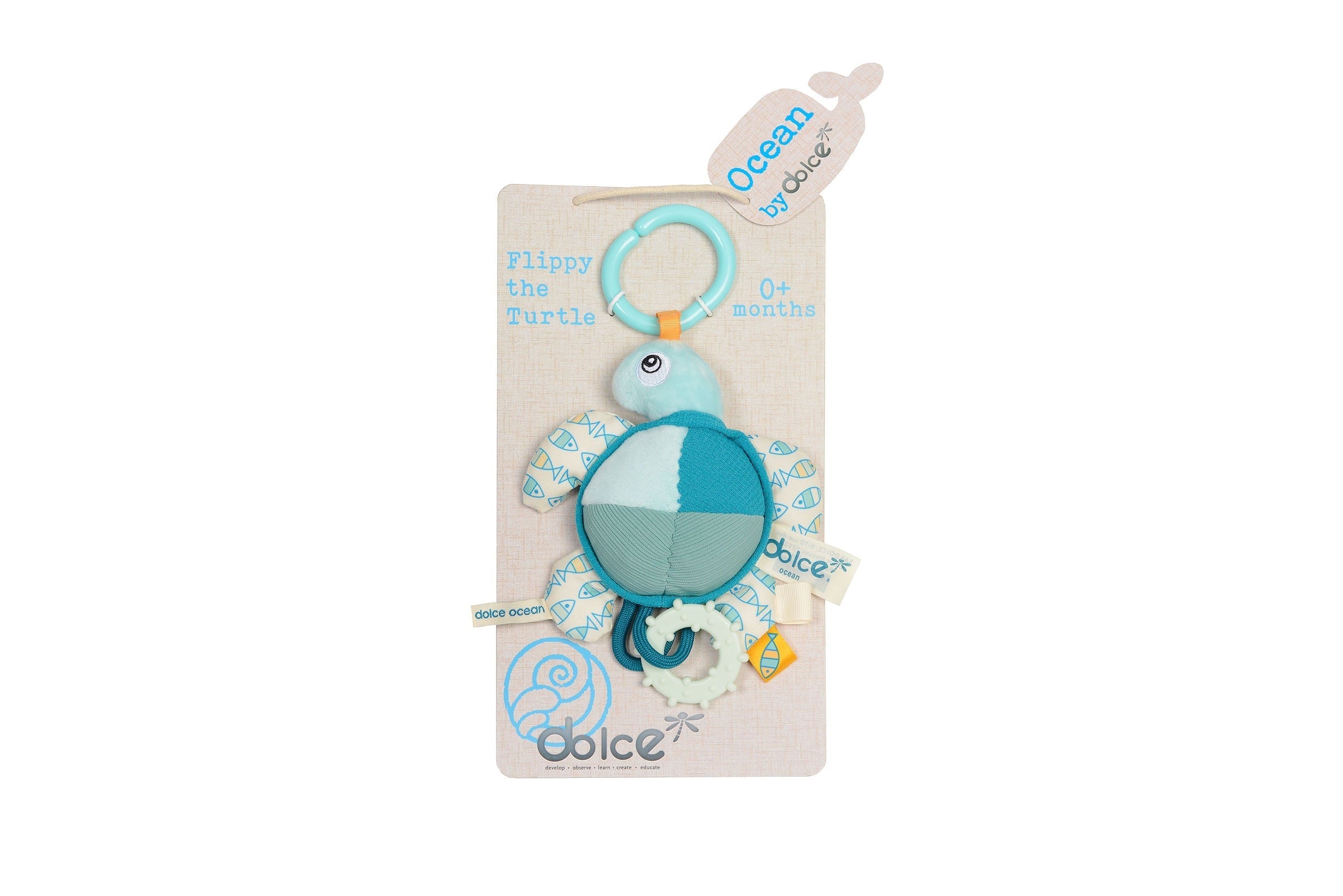 Dolce Flippy the Turtle - Textured, Interactive Plush Toy