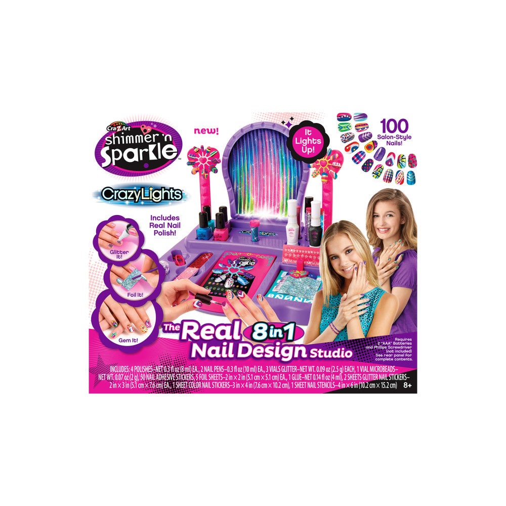 Cra-Z-Art Shimmer 'N Sparkle Crazy Lights 8-in-1 Nail Design Studio