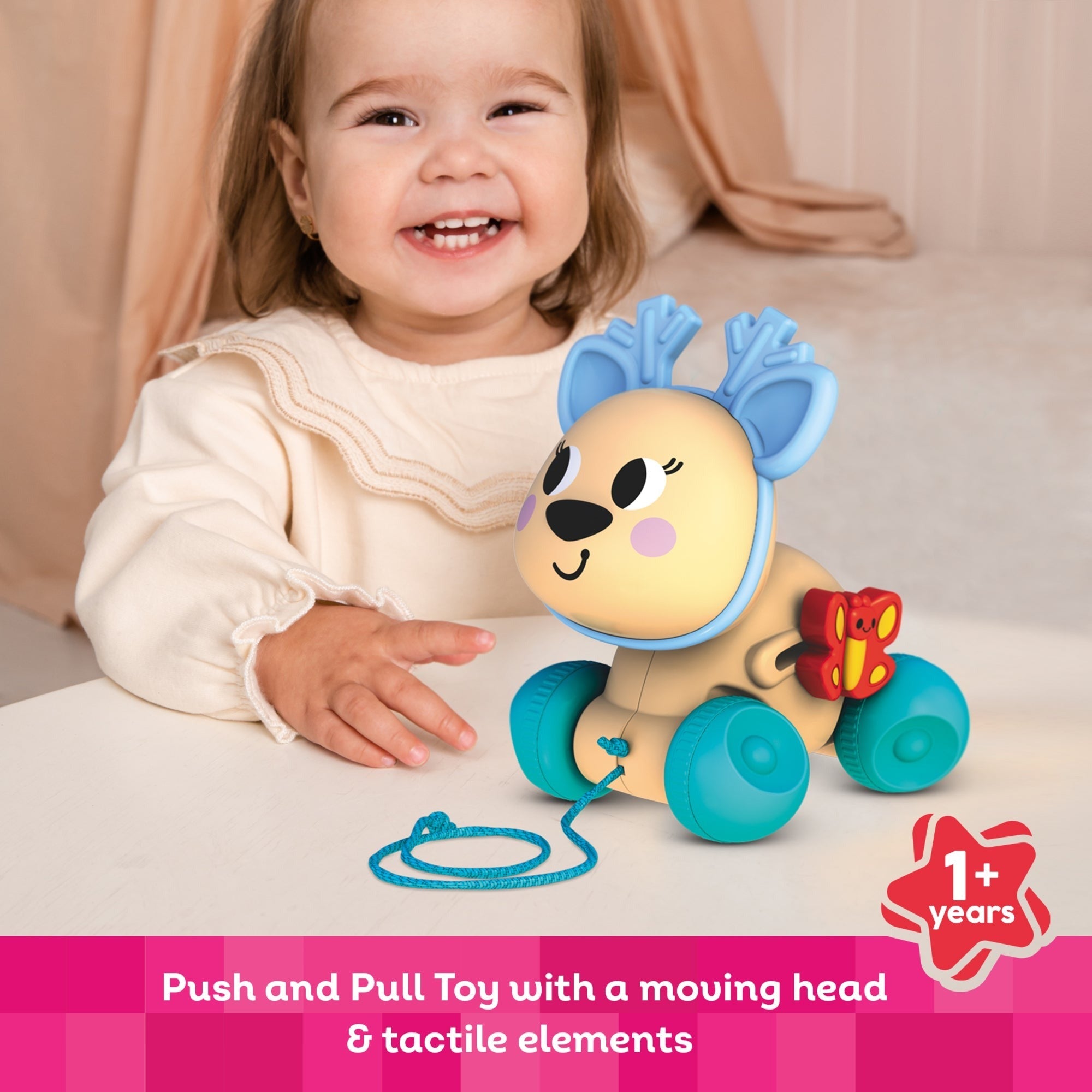 Kids Hits Push & Pull Deer With Inertia Wheels And Rotating Head