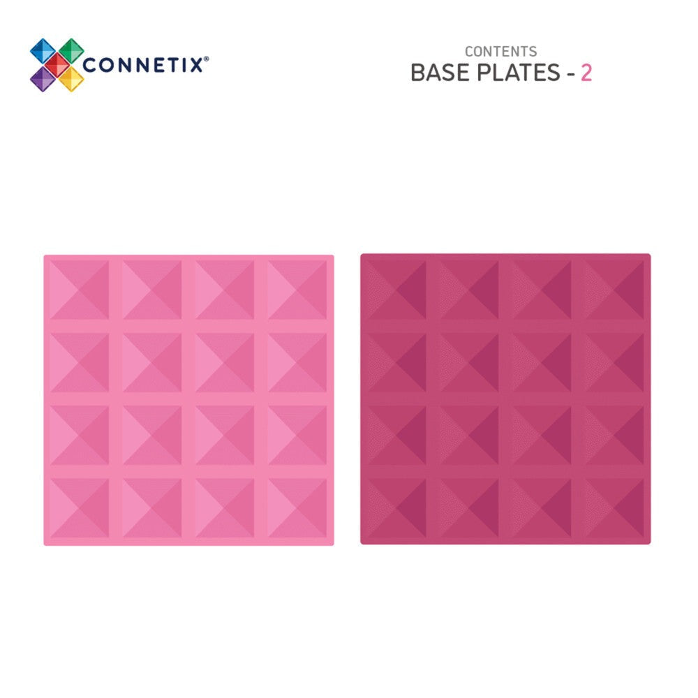 Connetix Magnetic Tiles Pastel Pink & Berry Base Plate Duo, 2-Piece Set