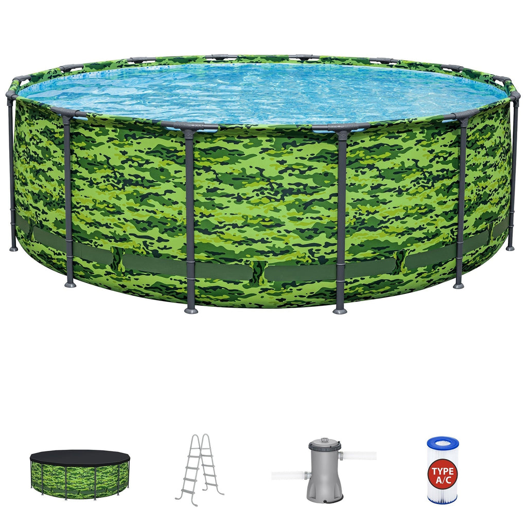 Steel Pro MAX Camo Above Ground Pool Set With Filter Pump And Ladder - 14 Ft x 48 In
