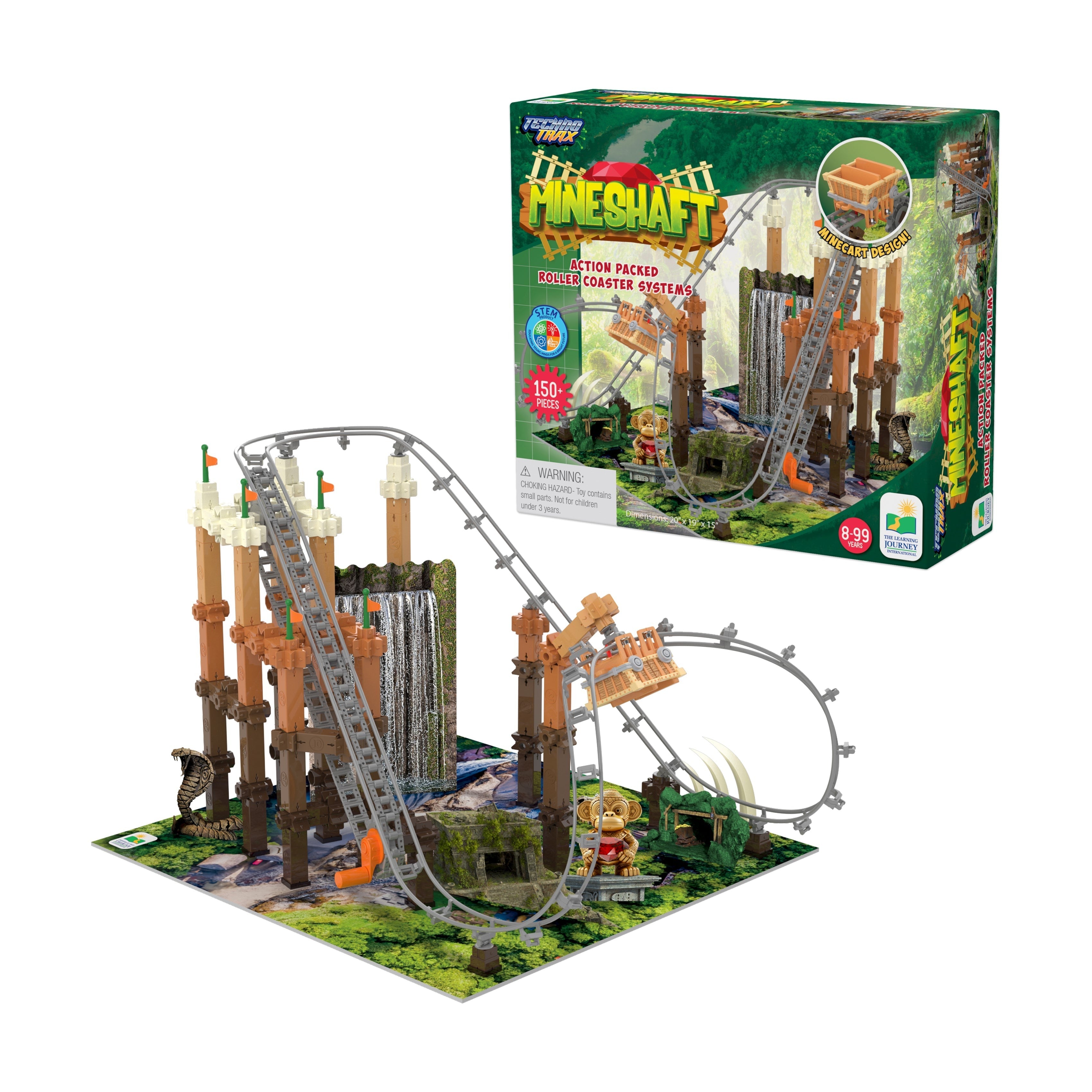 Techno Trax Mineshaft Roller Coaster Building Set - 150+ Pieces