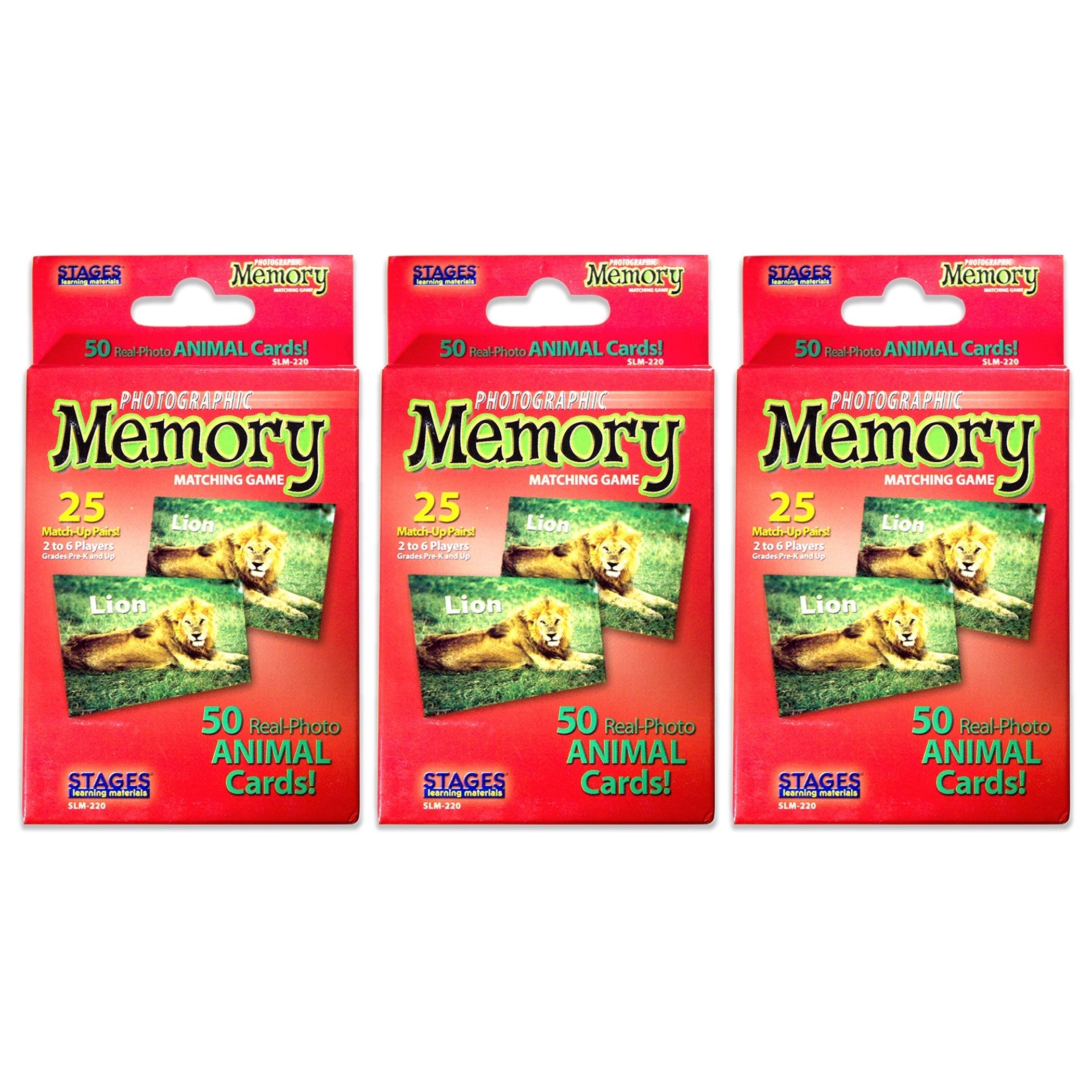 Stages Learning Materials - Animal Photographic Memory Matching Game - Pack of 3