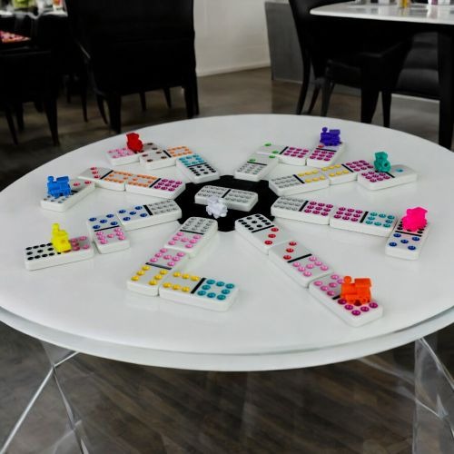 Mexican Train Dominoes Deluxe Set in Tin with Electronic Sounder