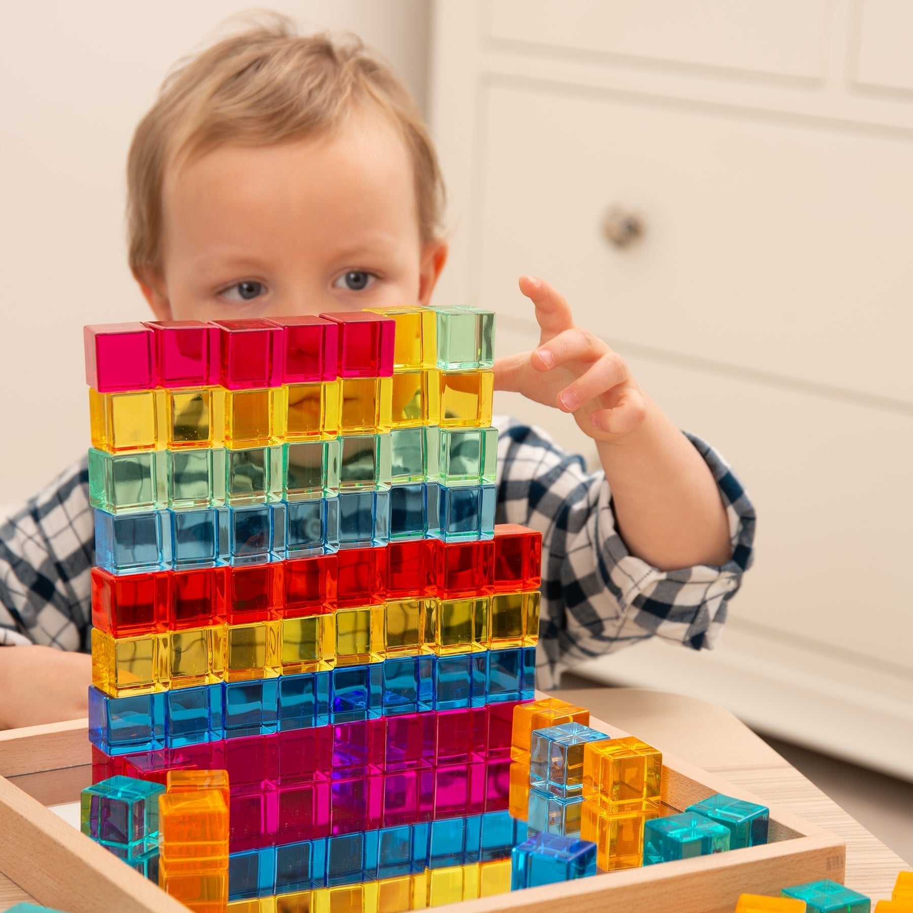 TickiT Gem Cube Mirror Tray - Colorful Sensory Exploration