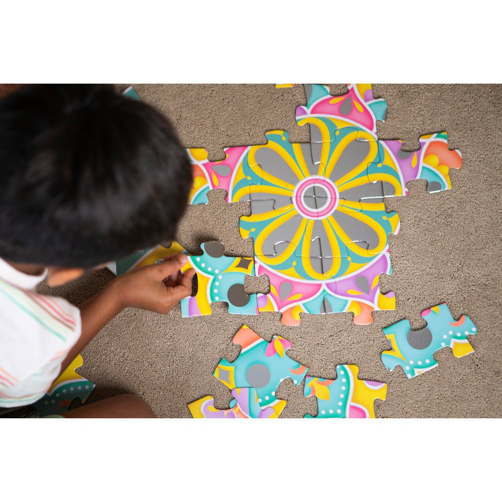 Kulture Khazana Mirror Magic Silver Foil Rangoli Floor Puzzle - 75pc