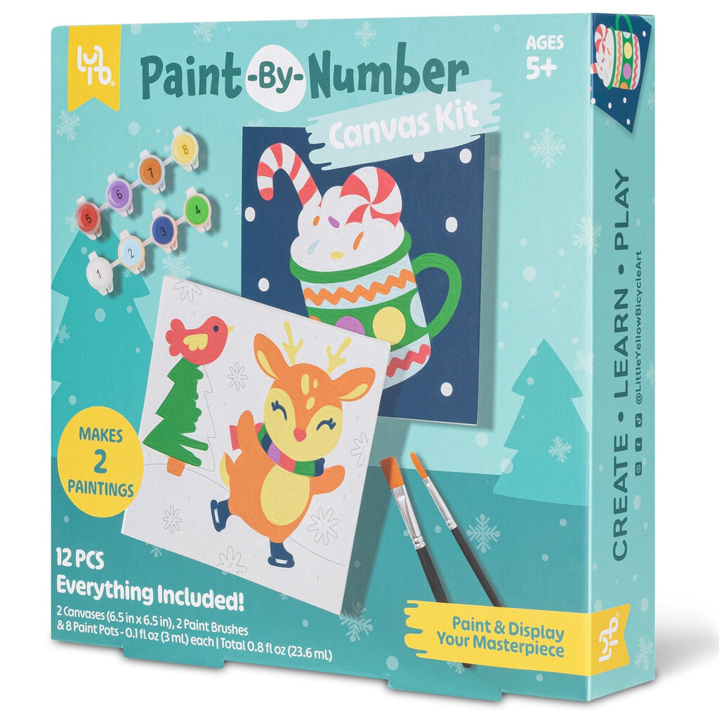 Little Yellow Bicycle Reindeer Paint-By-Number Kit With 2 Canvases