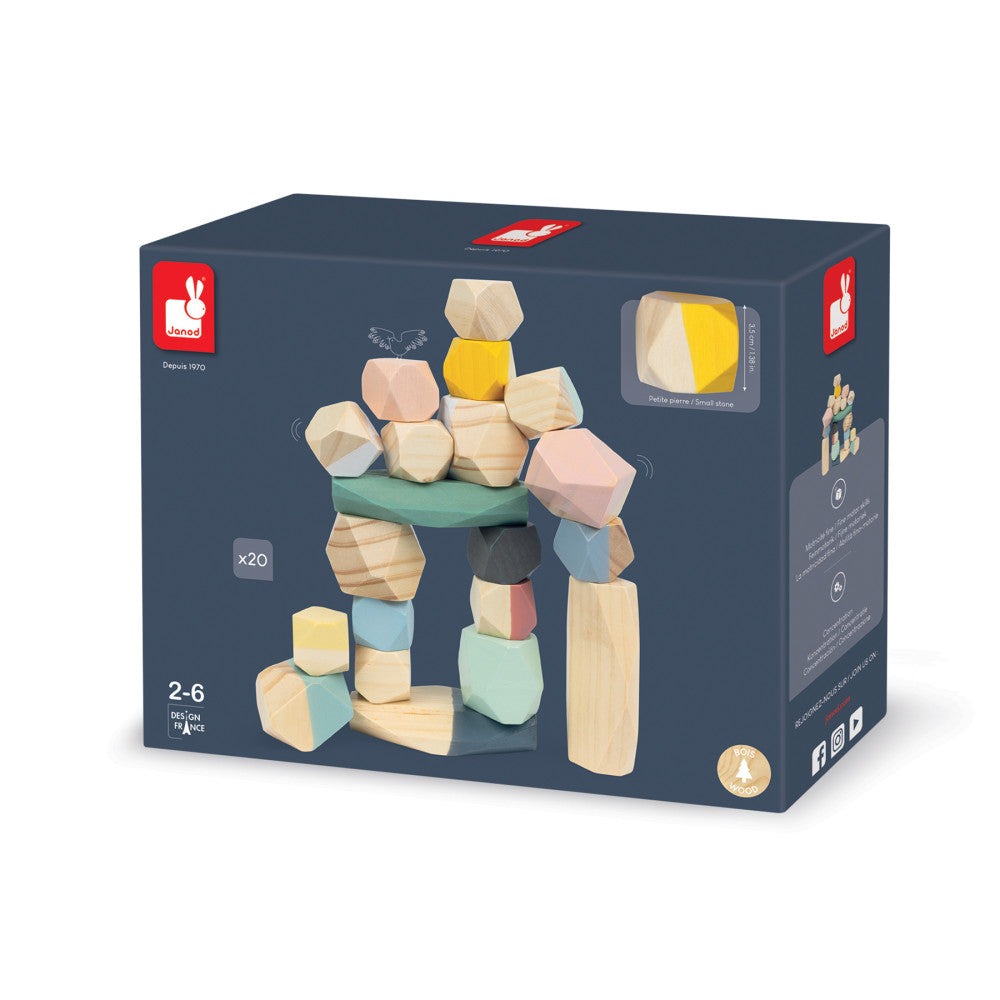 Janod Sweet Cocoon - Colorful Stacking Wooden Stones