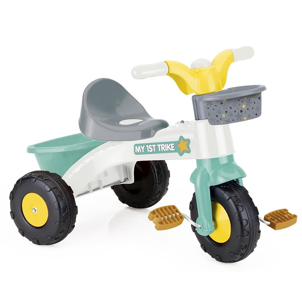 Dolu - My First Trike - Pedal Operated 3-Wheeled Bike in White, Green, Yellow