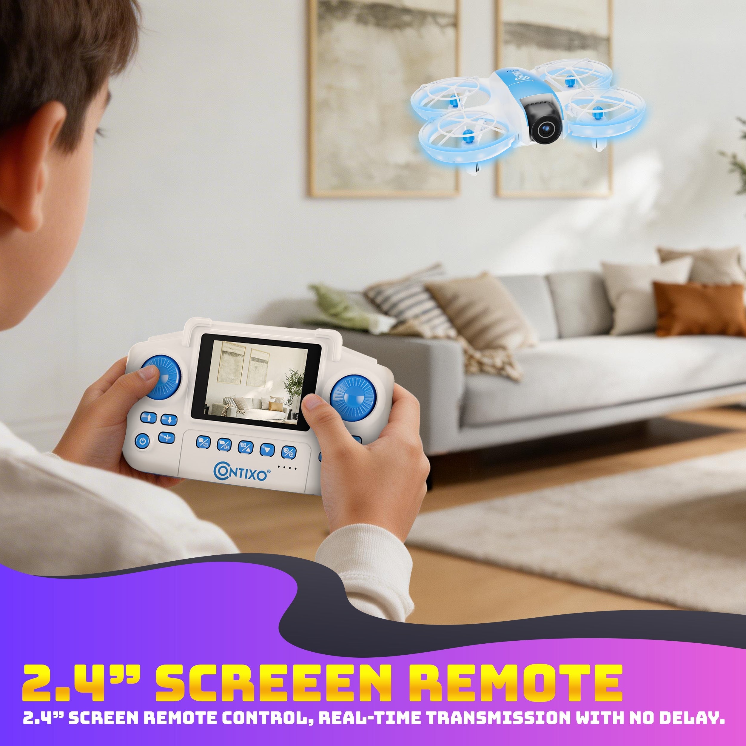 Contixo F15 Astro Mini Drone With 720P HD Camera, 2.4" Screen Remote & 2 Batteries