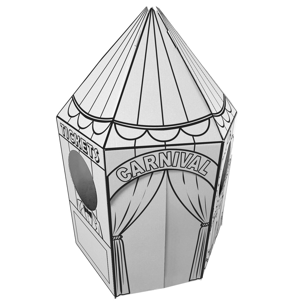 Easy Playhouse Carnival Tent Cardboard Playhouse Color & Decorate