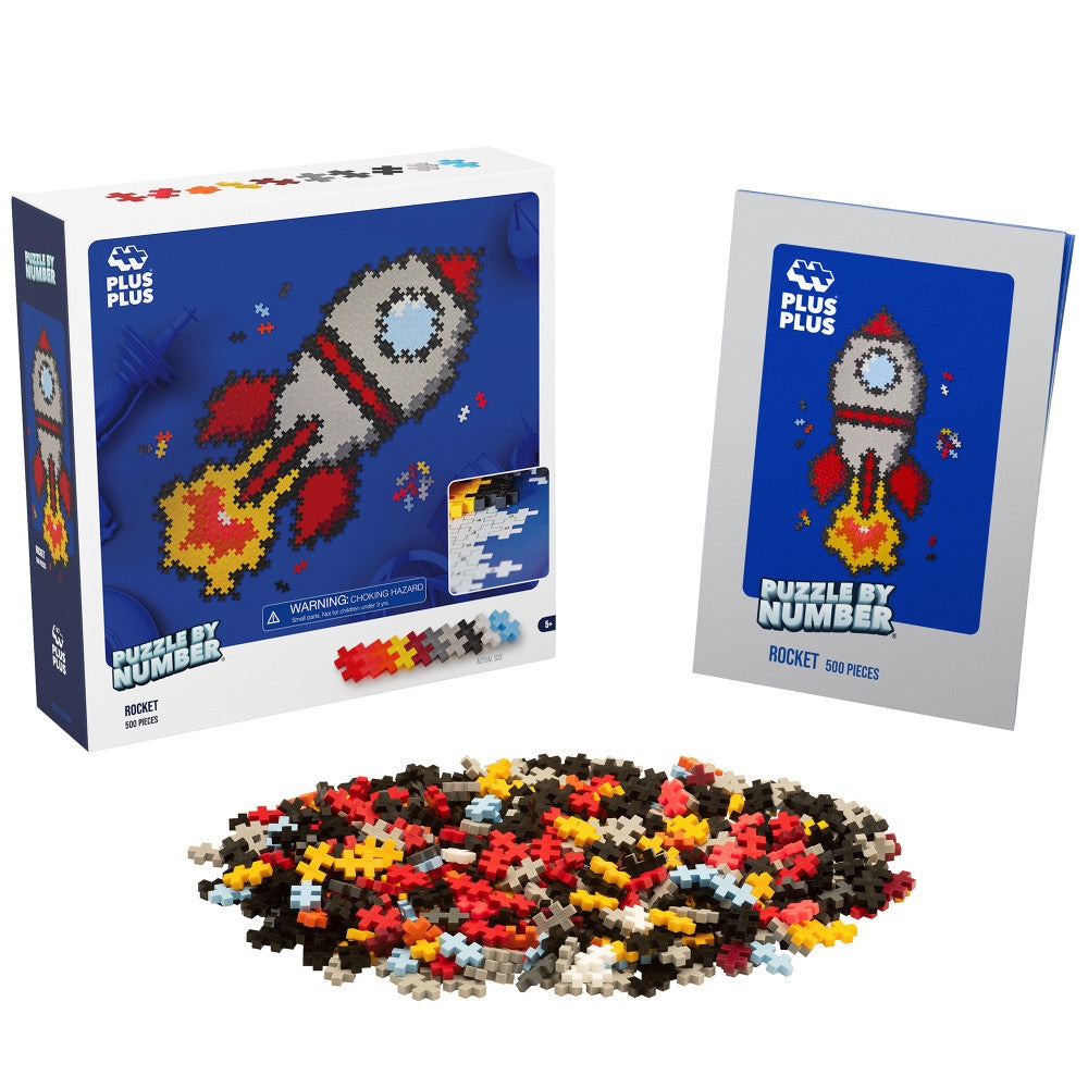 Plus-Plus Puzzle by Number Rocket - 500 Piece Creative Set for Kids Ages 5+