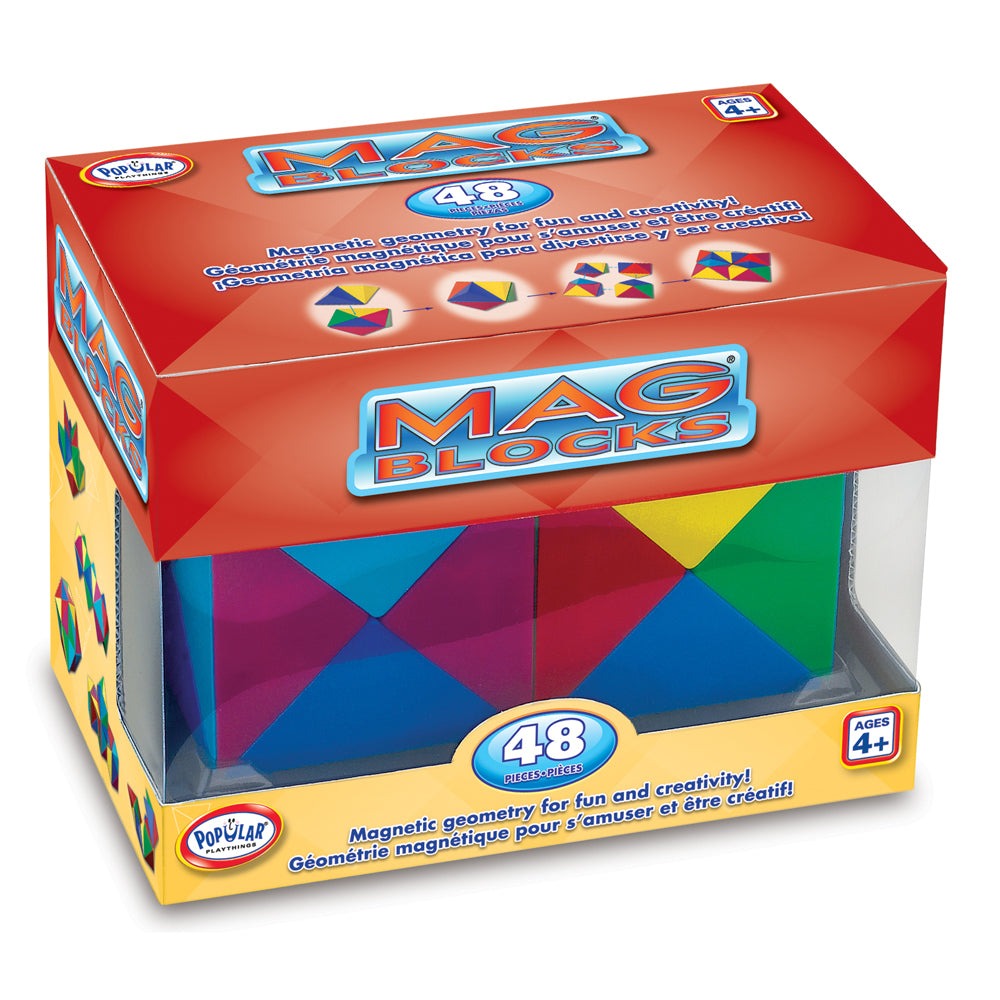 Popular Playthings Mag Blocks 48-Piece Magnetic Pyramid Set