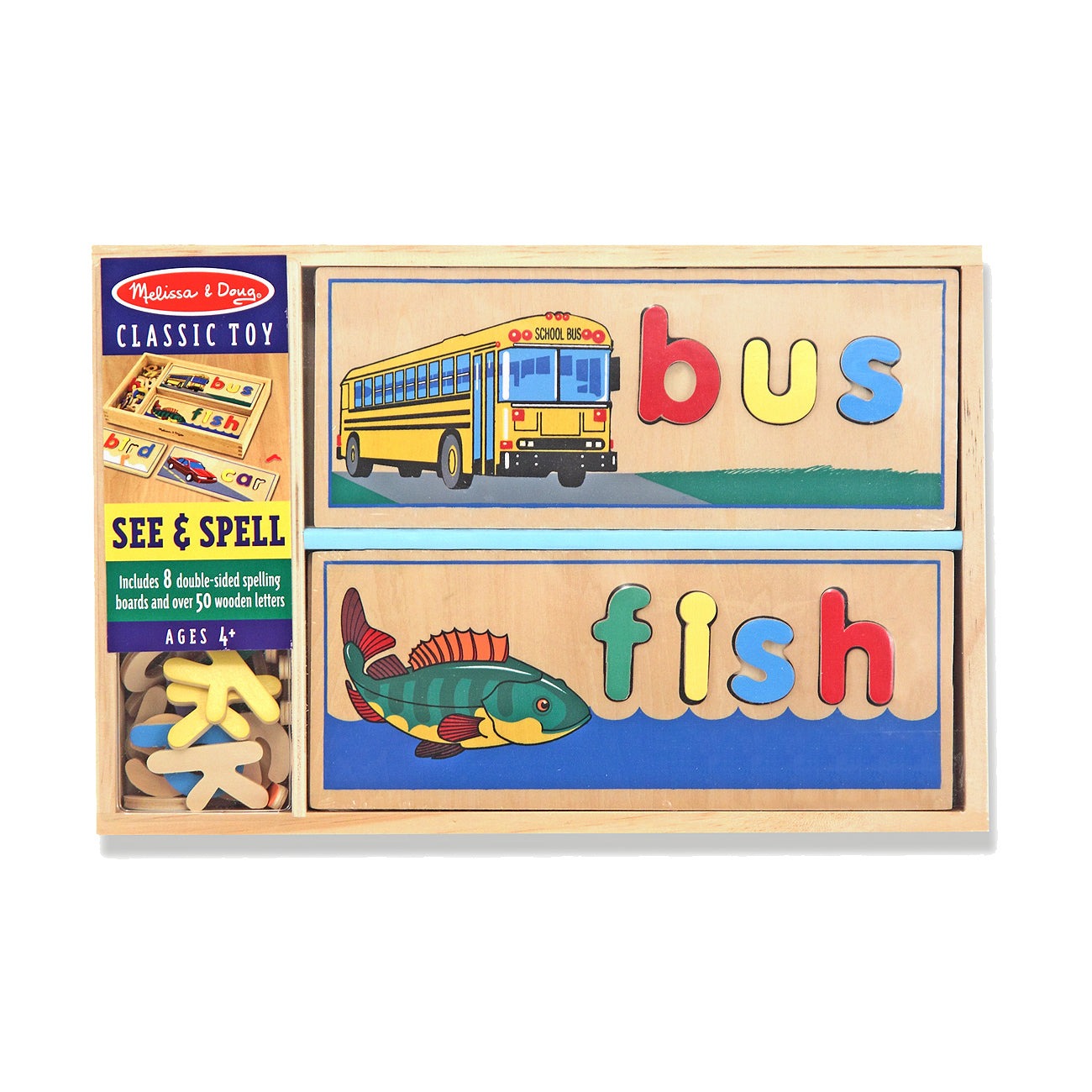 See & Spell Wooden Letter Puzzle Set With 50+ Pieces And Storage Case