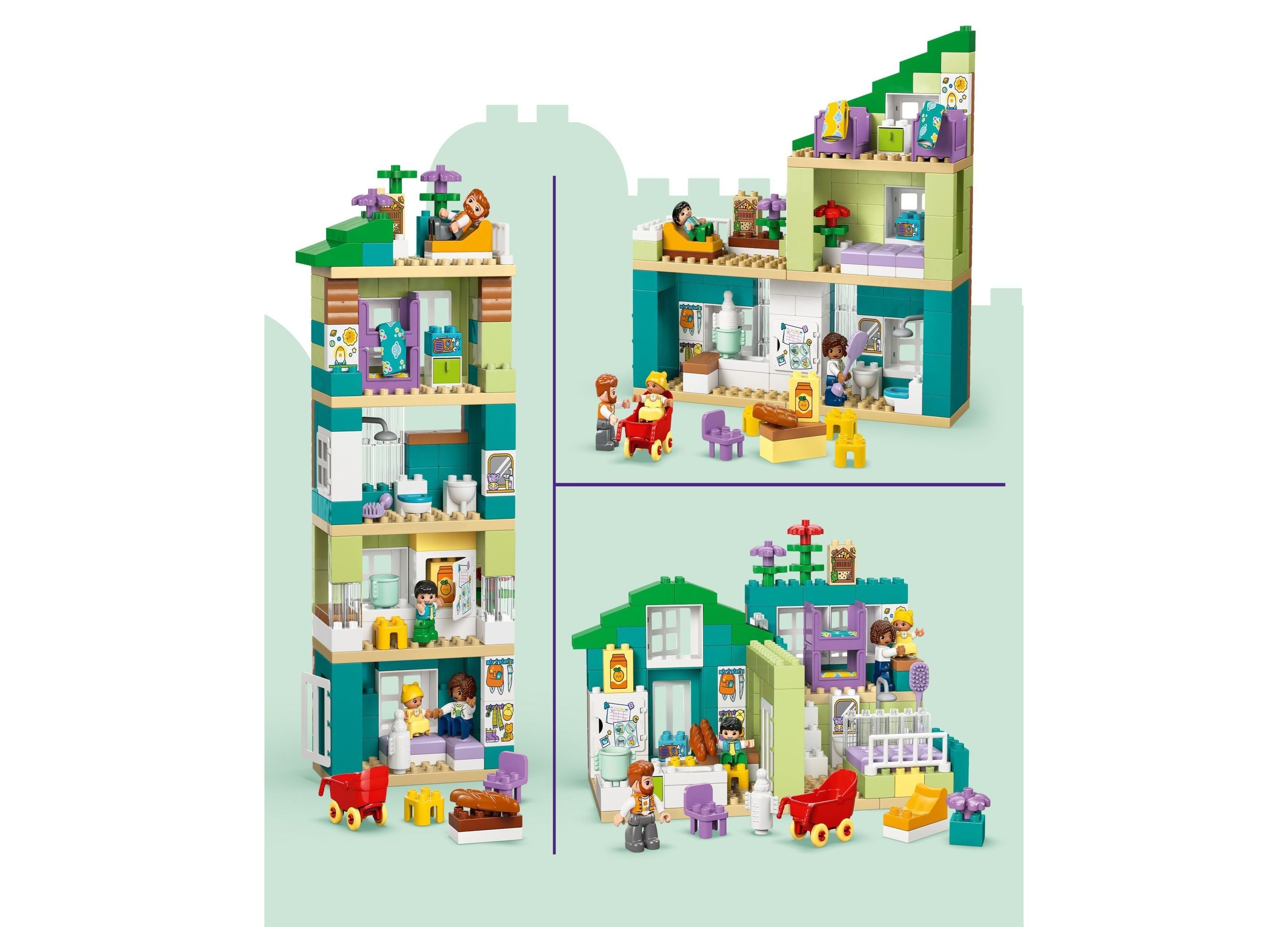 LEGO DUPLO Town Modern Family House 3-in-1 Building Kit, 166 Pieces