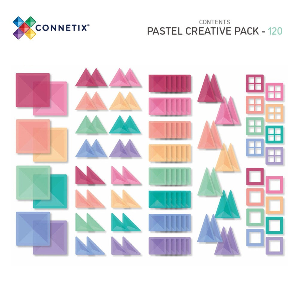 Connetix Magnetic Tiles Pastel Creative Pack - 120-Piece Set for Colorful Building Fun
