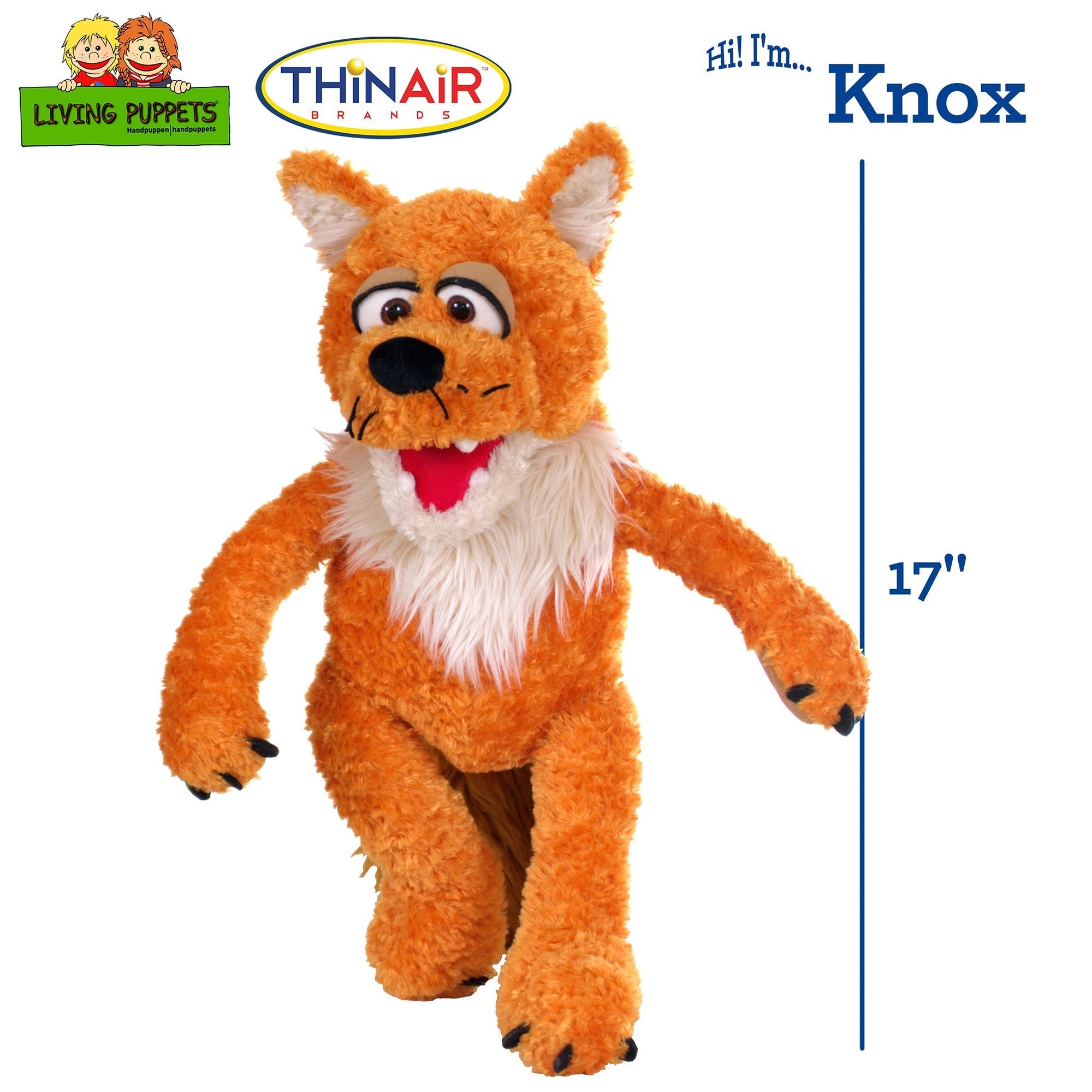 Living Puppets Knox The Orange Fox 17-Inch Handmade Plush Puppet