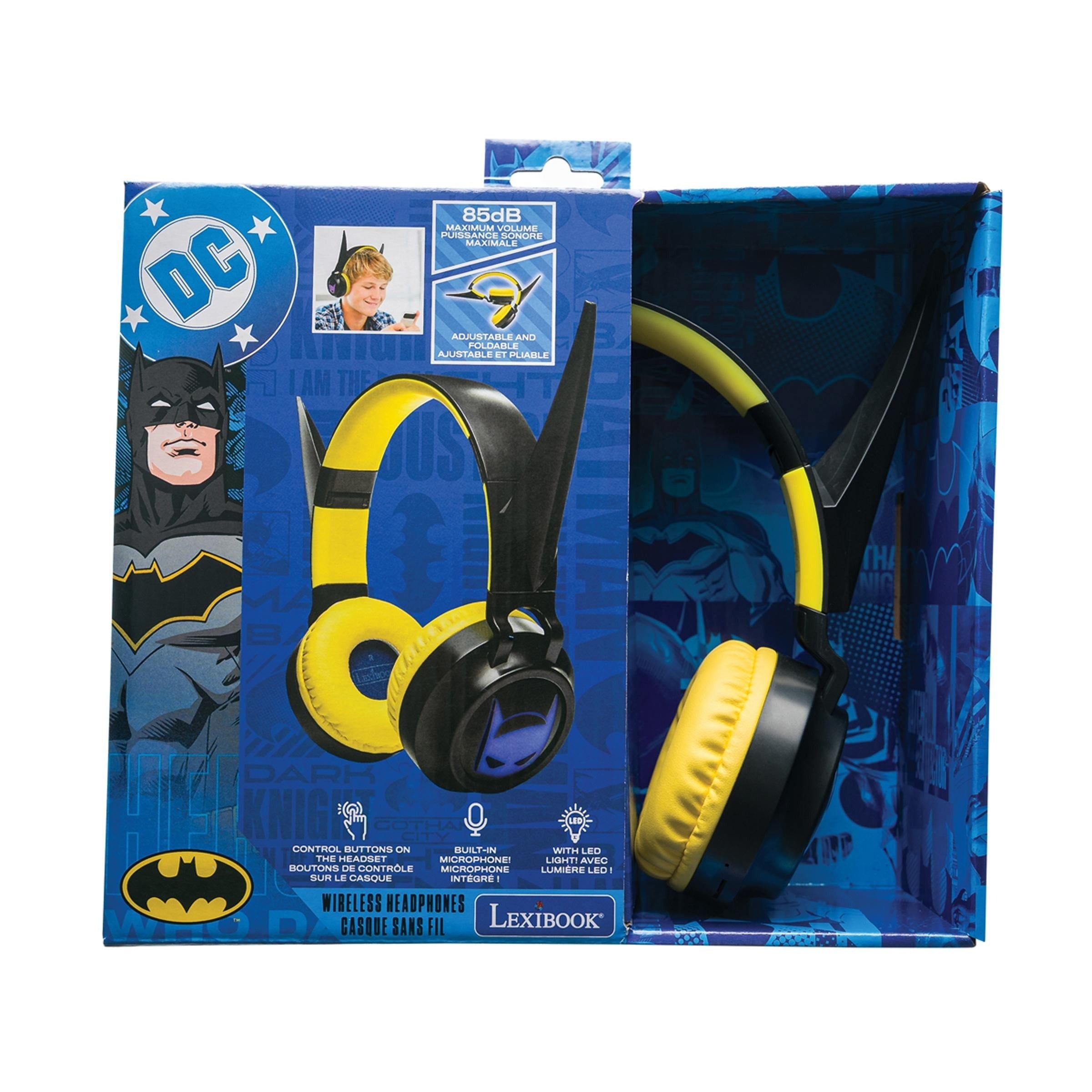 Batman-Themed Foldable Bluetooth & Wired Headphones - Volume Safe