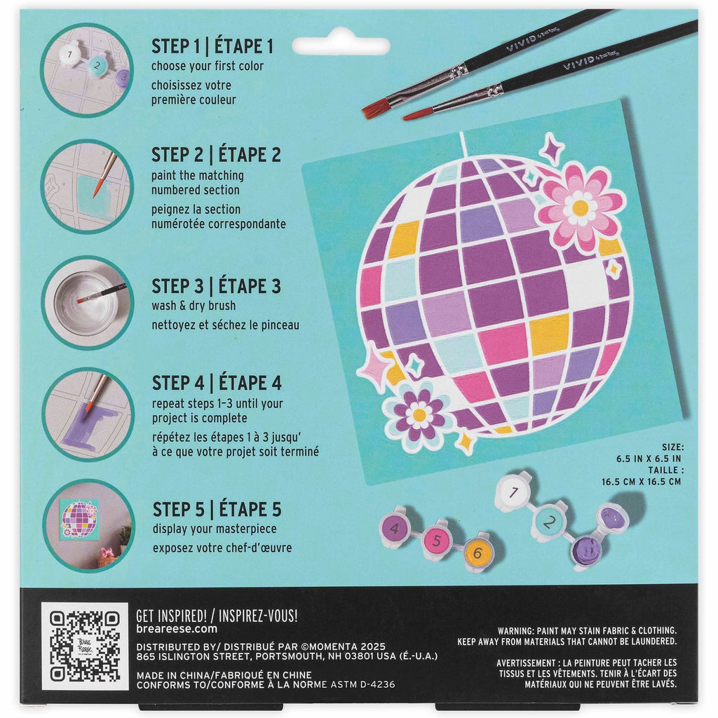 Mini Paint By Number Disco Ball 6-Inch Canvas Kit