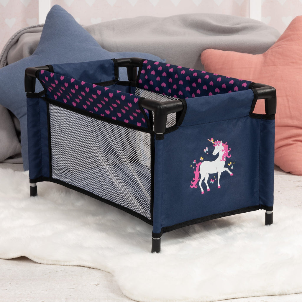 Bayer Design Doll Travel Set with Navy-Pink-Unicorn Theme