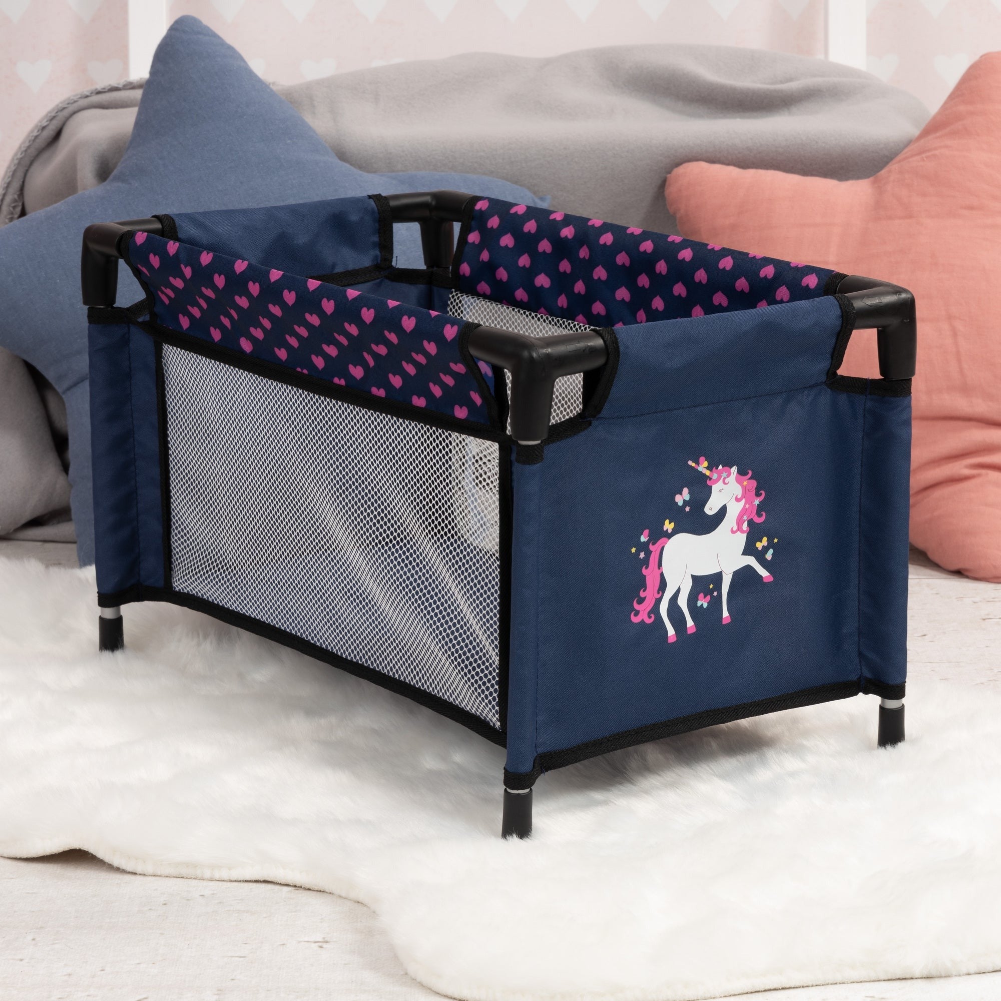 Bayer Design Doll Travel Set with Navy-Pink-Unicorn Theme