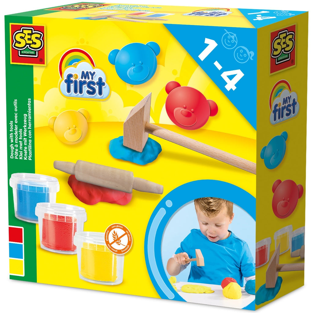 SES Creative My First Dough Set - Red/Blue/Yellow with Wooden Tools