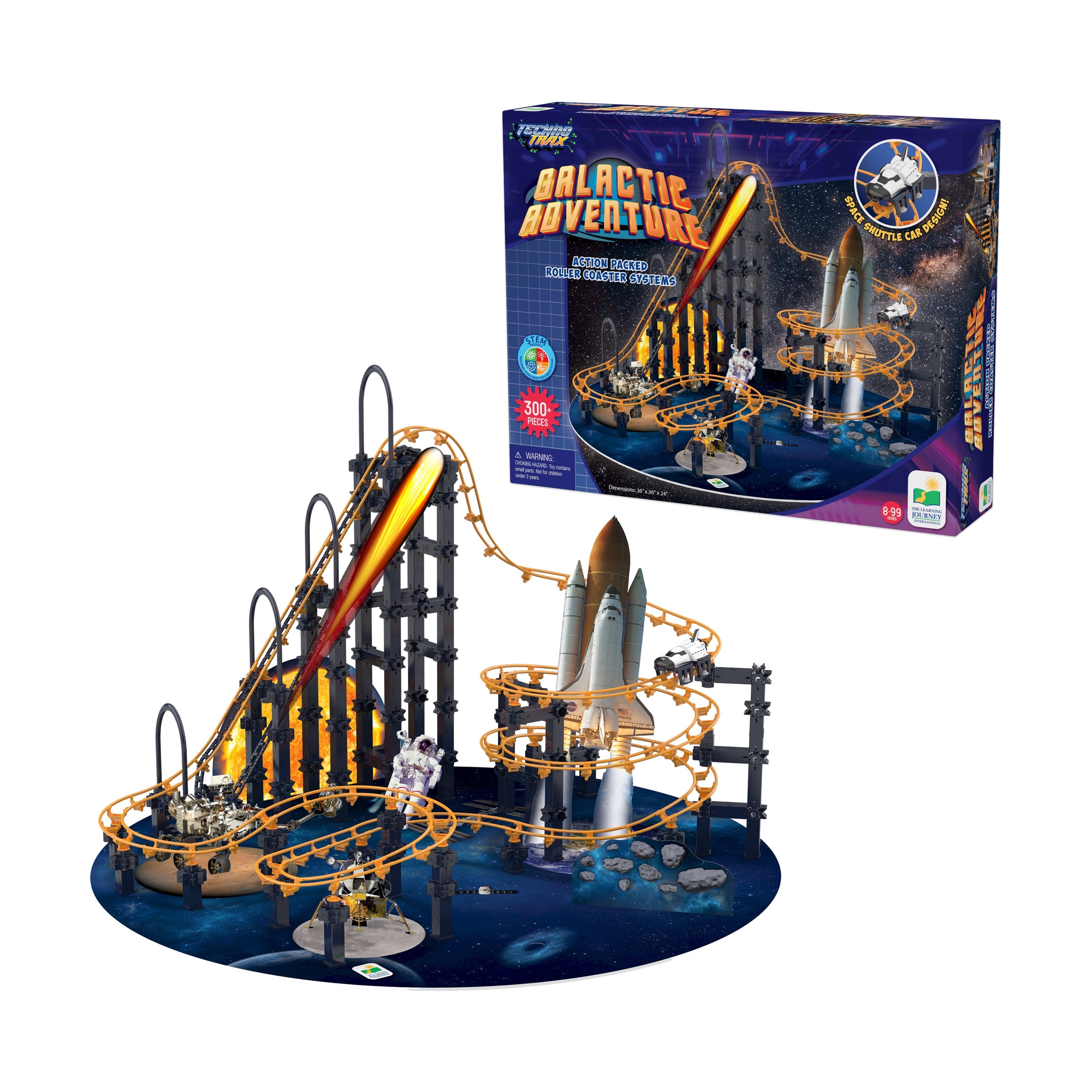 Techno Trax Galactic Adventure 300-Piece Motorized Roller Coaster Building Set