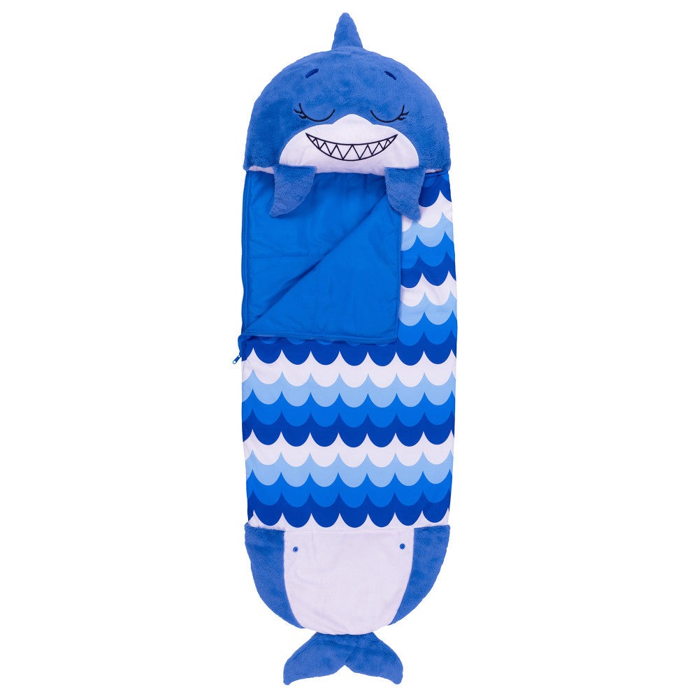 Happy Nappers Blue Shark 66 inch Plush Pillow & Sleepy Sack - Large
