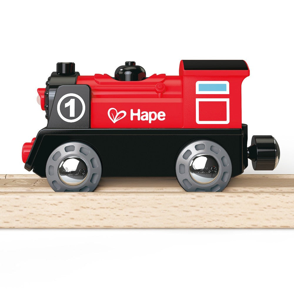 Hape - Battery-Powered Engine No.1 - Wooden Light & Sound Train Toy
