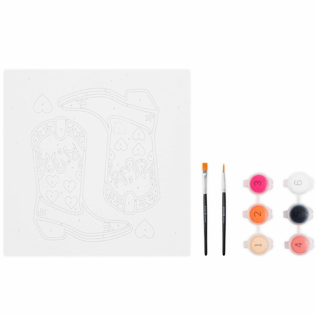 Mini Paint By Number Cowgirl Boot 6-Inch Canvas Kit