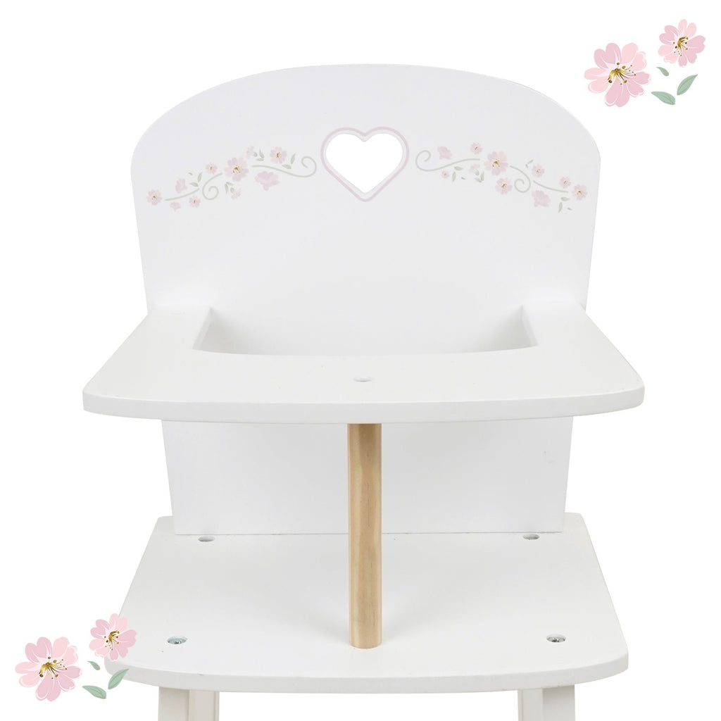 Little Flora Wooden Doll Highchair & Feeding Station