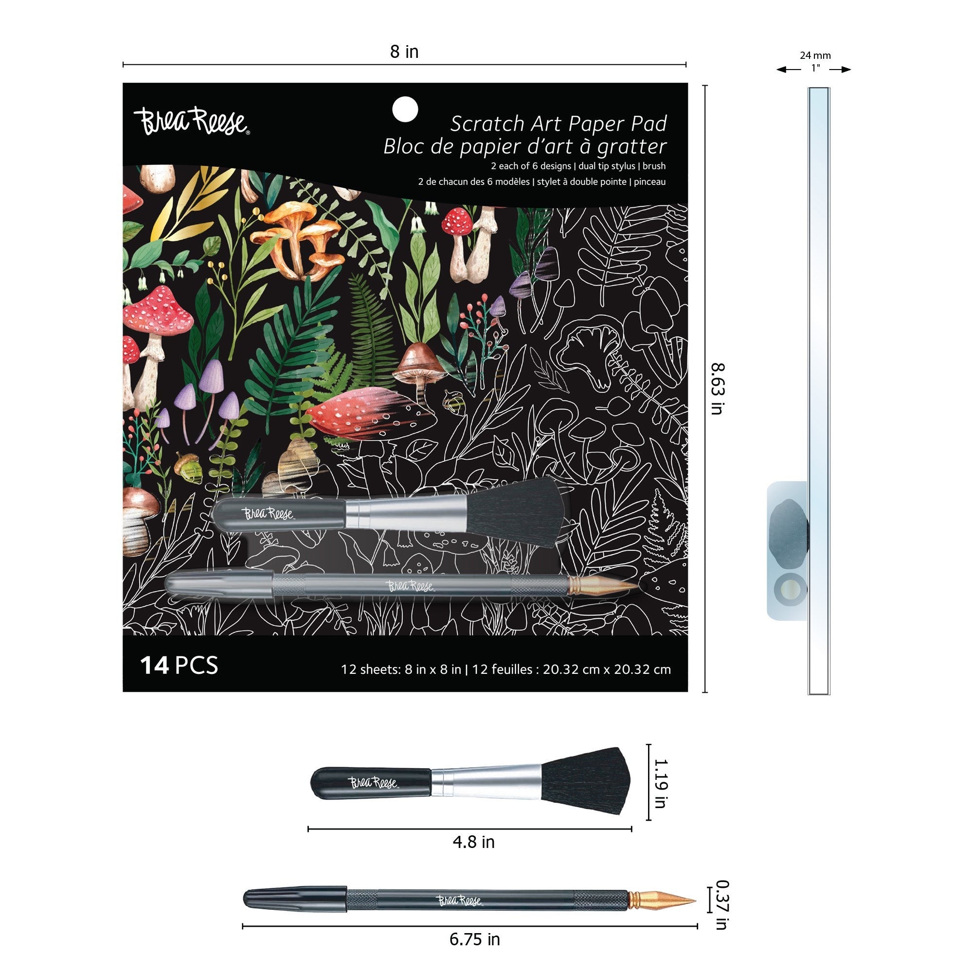 Brea Reese Scratch Art Paper Pad - Nature 12 Designs