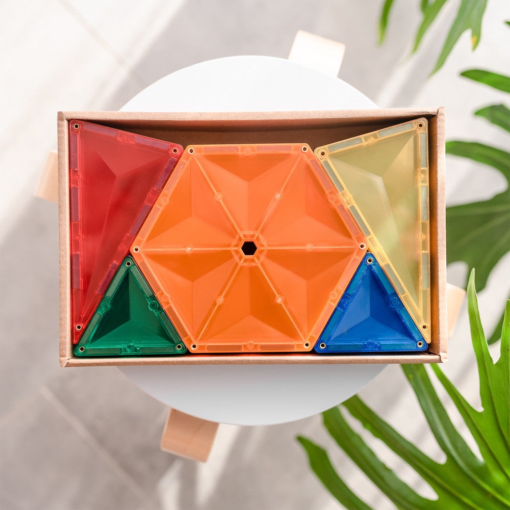 Connetix Rainbow Geometry Magnetic Tiles Set, 30 Pieces