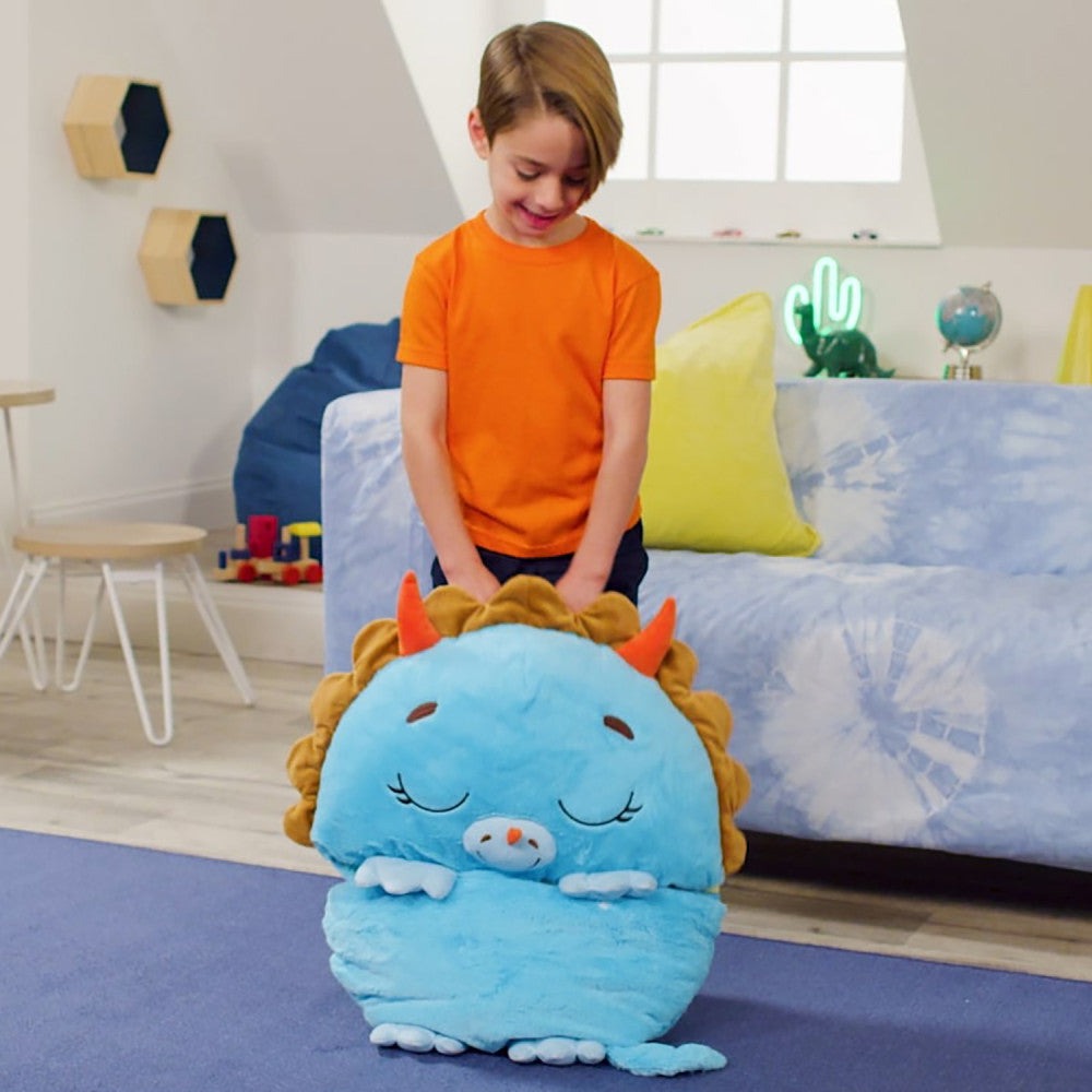 Happy Nappers Blue Triceratops Pillow & Sleepy Sack - 66 inch Large