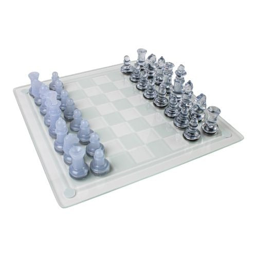 Elegant Plastic Chess Set with Sophisticated Glass Chessboard