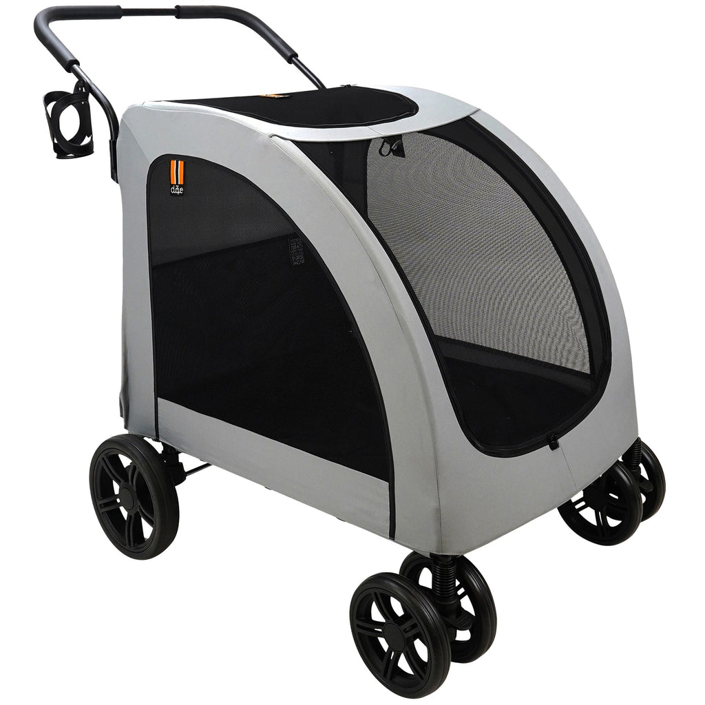 My Duque Chester Pet Stroller With Rain Cover - Dogs Up to 110 lbs, Grey