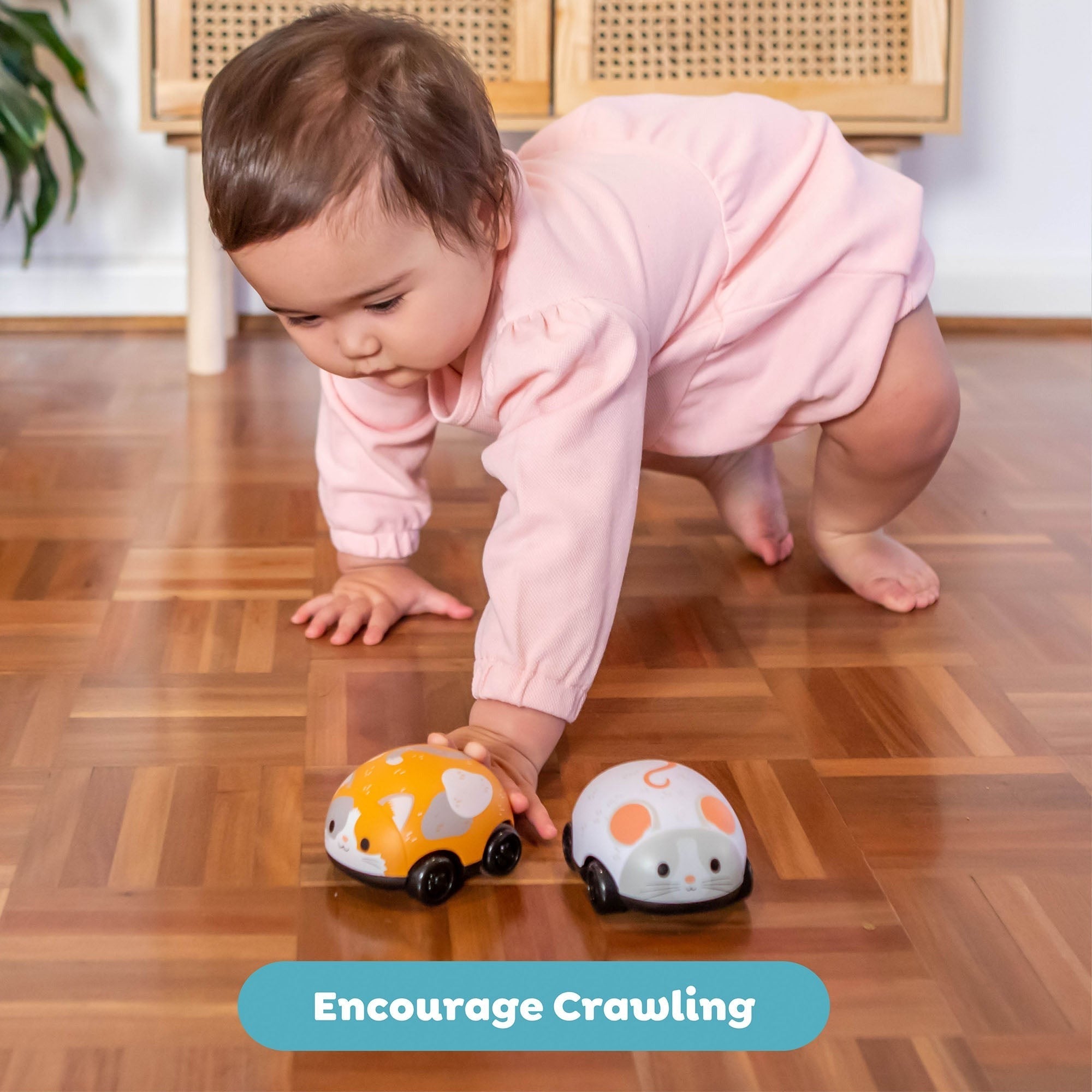 Tiger Tribe Zoomies Cat & Mouse Pull Back Toy Car Set, Interactive for Toddlers