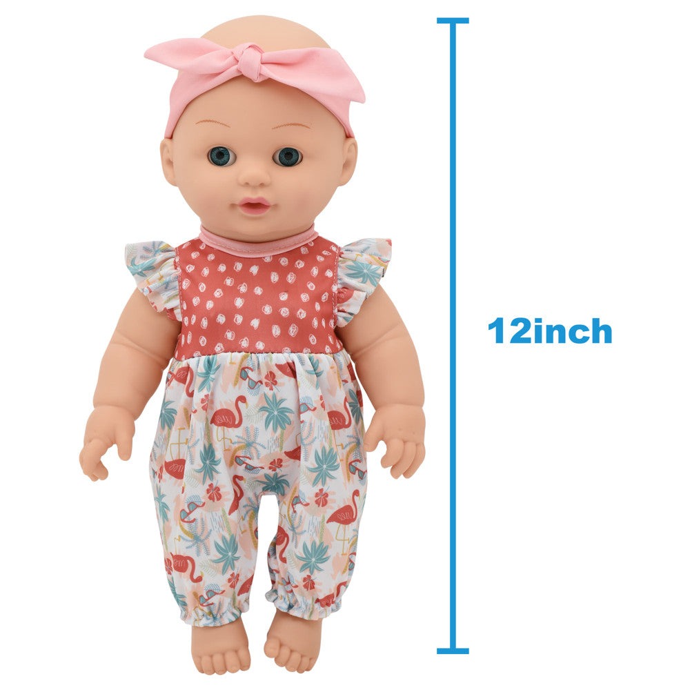 Little Darlings Flamingo Jumper & Pink Stroller Playset